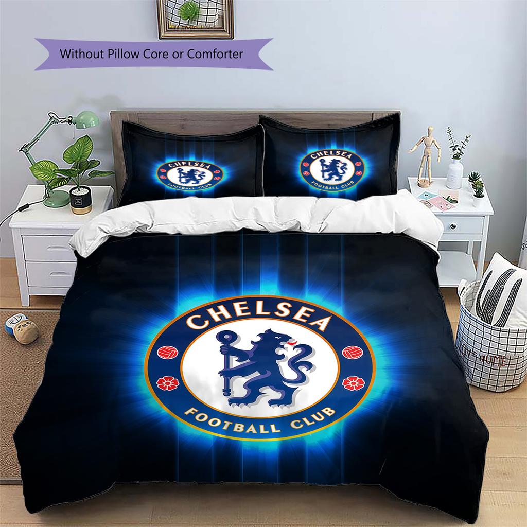 Chelsea FC Pattern Bedding Quilt Set  Home Decoration  Gift (1 * duvet cover + 2 * pillowcase  without core)