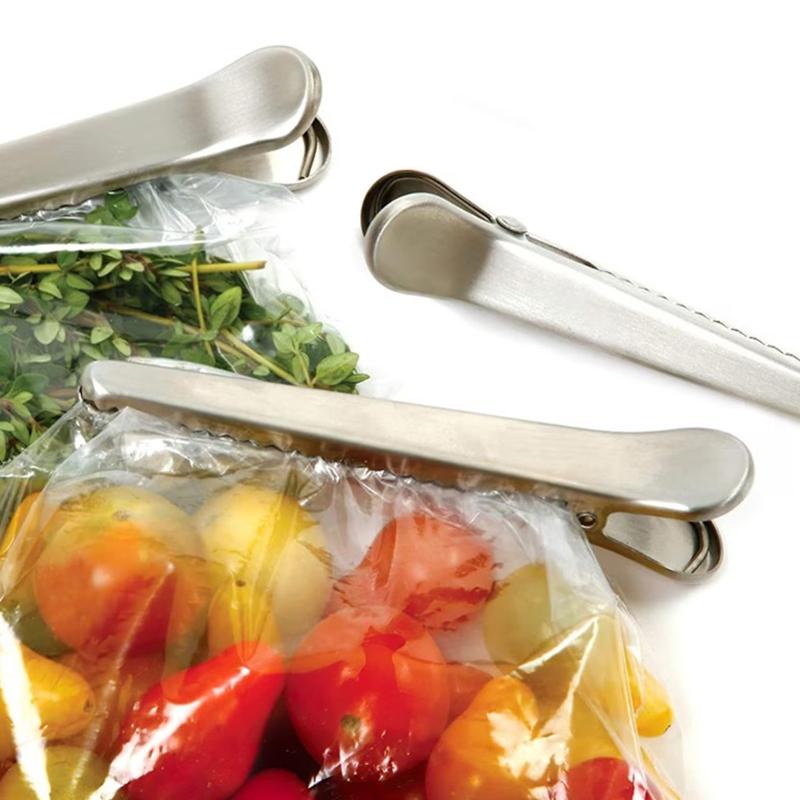 3/6/12Pcs Stainless Steel Clips, Multi-Purpose Food Storage Bag Clips, Reusable Kitchen Alligator Clip Office Binding