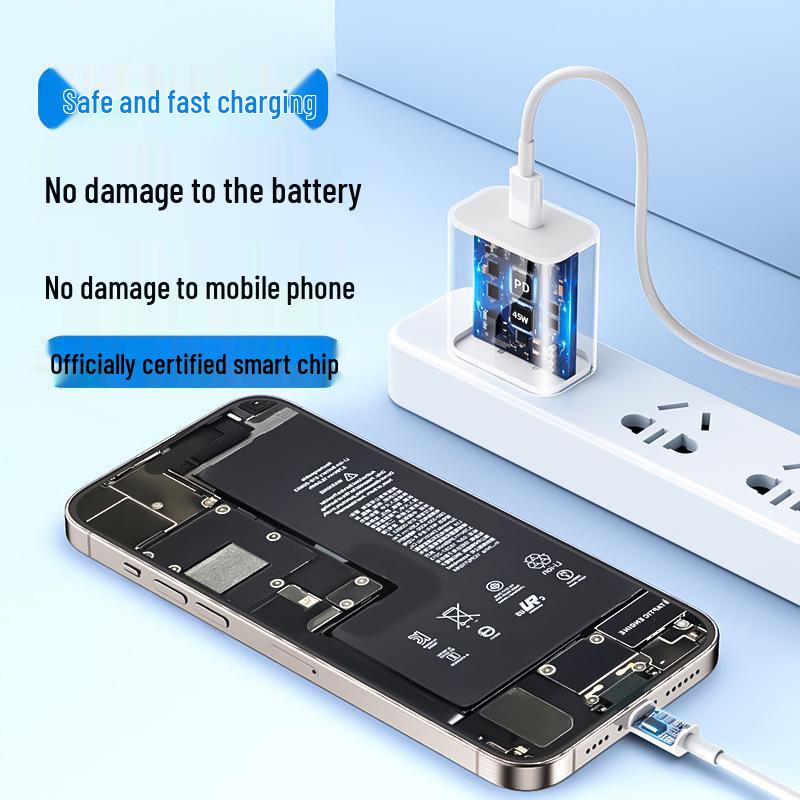 Compatible 45W PD Charger with Braided Cable for Apple iPhone 8-16 & 17 Pro Max Fast Charging Set