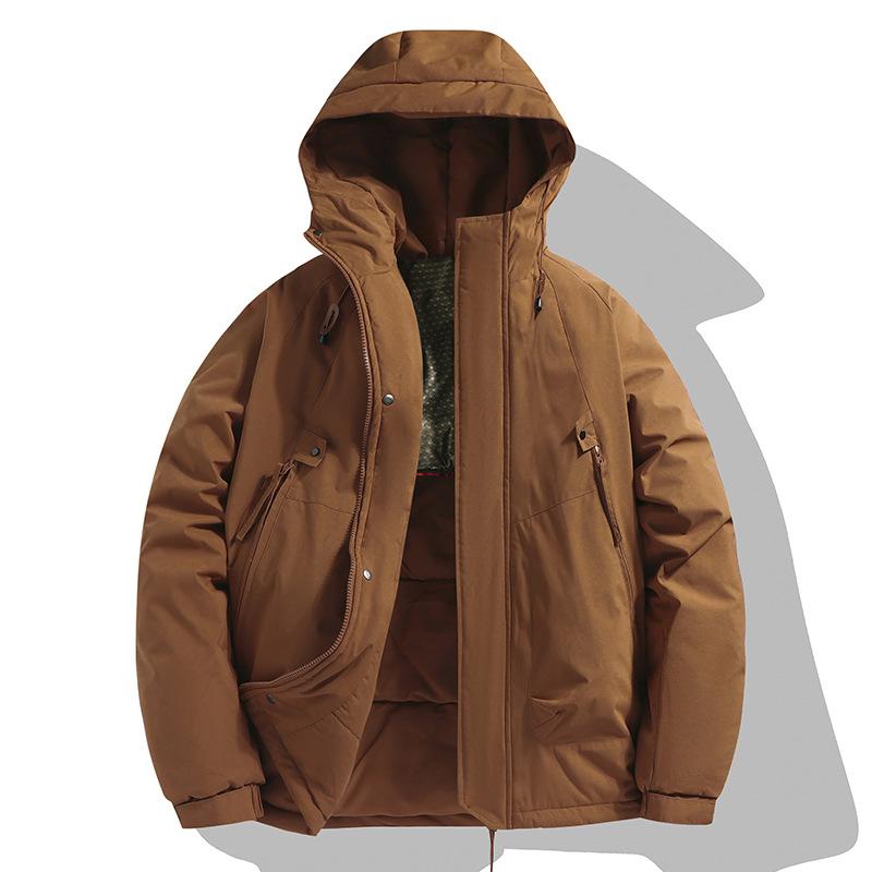

A New Solid-color Casual Windproof, Waterproof and Warm Winter Sweatshirt for Outdoor Hooded Men XXXL темно-коричневого кольору