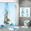 Polyester Elephant 3D Digital Printing Bathroom Personalized Partition Shower Curtain Four-Piece Set