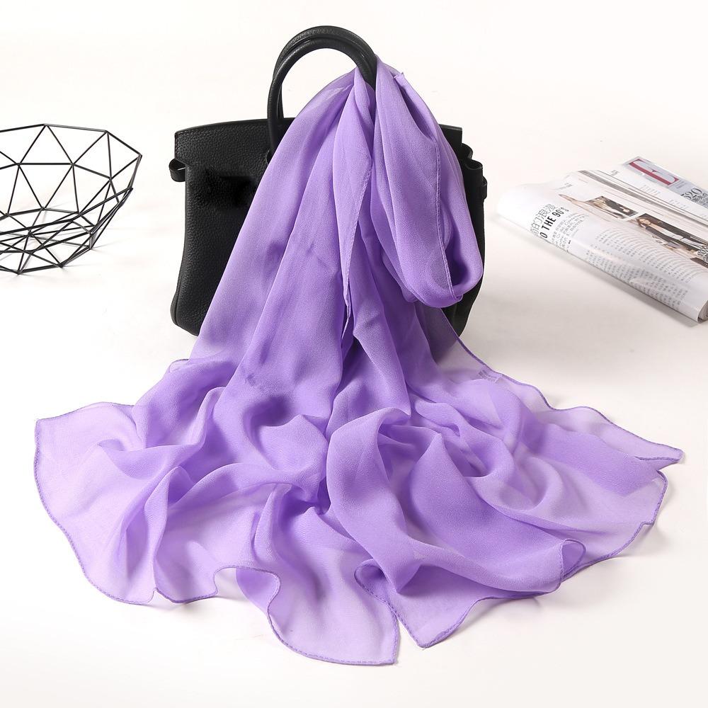Fashion Chiffon Women Scarf Thin Solid Color Long Shawls and Wraps Soft Breathable Beach Sunscreen Hijab