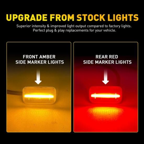 Fit 2015- Chevy Silverado 2500HD Clear LED Fender Light Amber Red Lamp 4PCS
