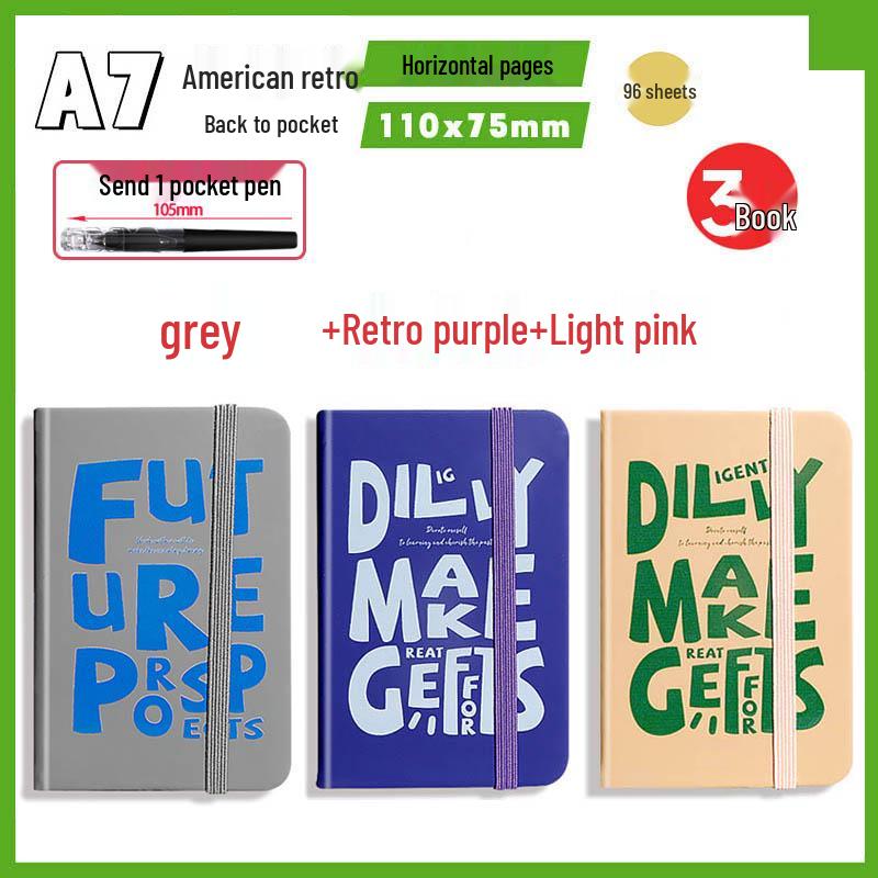 A7 Mini Retro American Pocket-Sized Notebook - Ideal for Students and Birthday Gifts