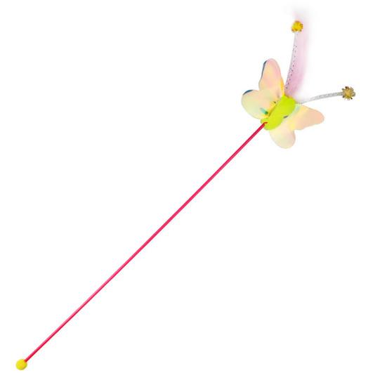 

Cat Wand Creative Shape Stress-relieving Plastic Feather Style Cat Teaser Stick Pet Interactive Toy for Home жёлтый