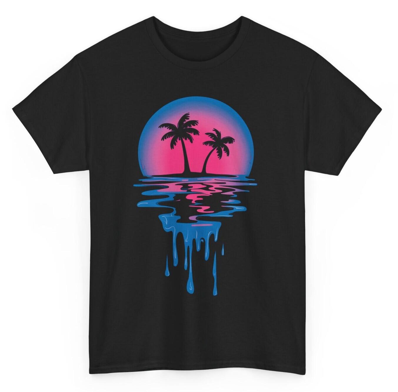 Summer Vibes Retro Sunset Palm T-shirt - Vintage Tree Graphic Tee XXXL