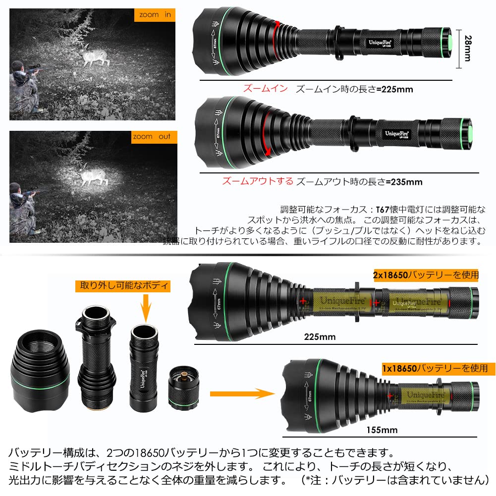 UniqueFire 1508 T67 850nm Infrared LED Flashlight with Invisible and Zoom Aluminum Alloy Shockproof to Combine with other night vision devices such as