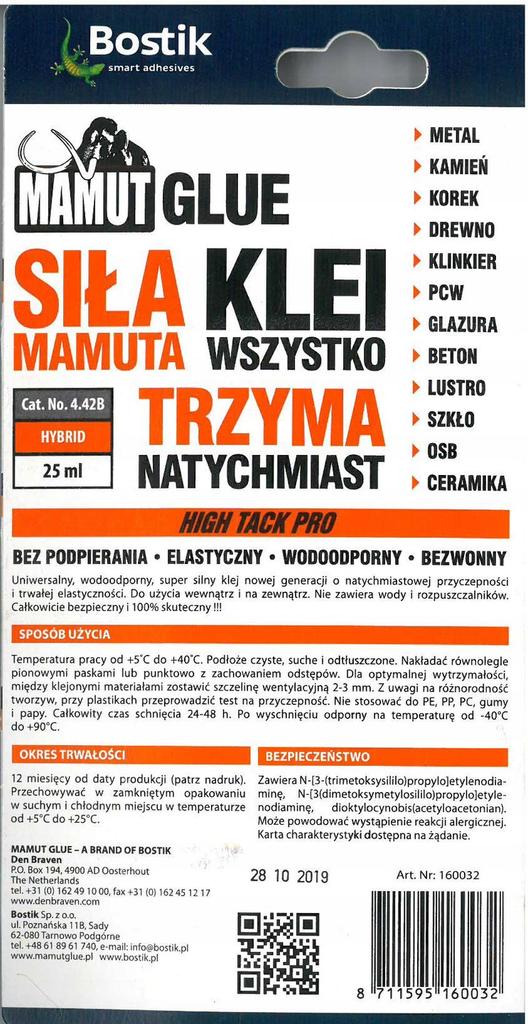 Pegamento de montaje universal Mamut 25 ml blanco