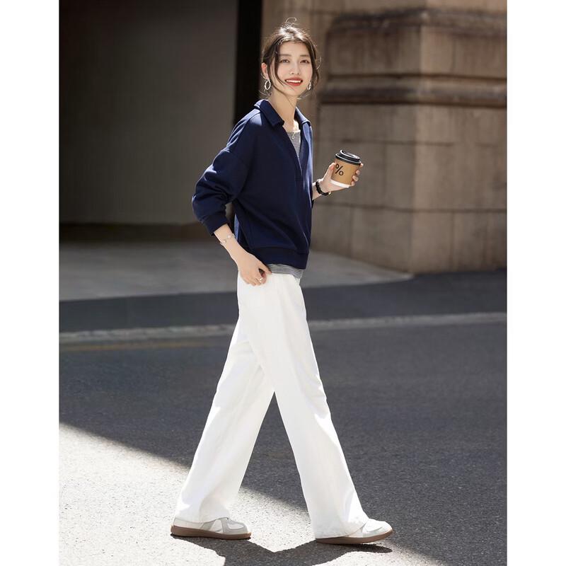 Demana Women's Winter Faux Two-Piece Color Block Lapel Sweatshirt