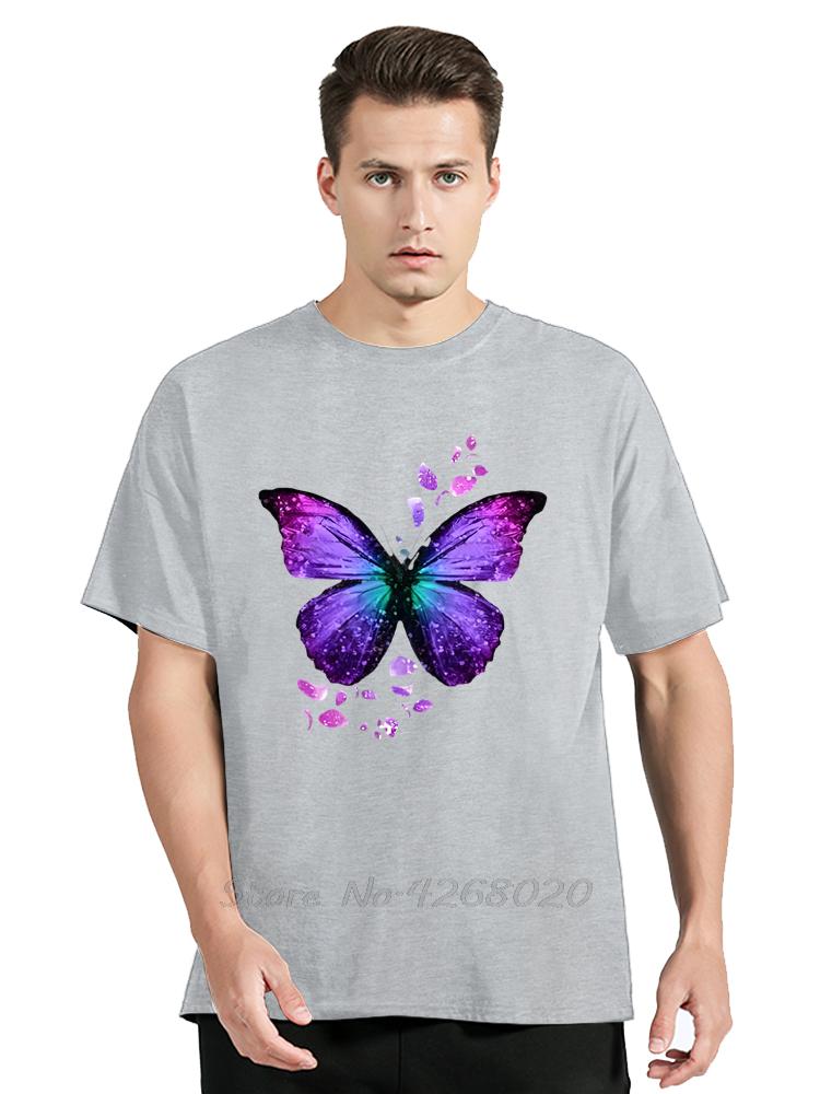 Mens Clothing Colorful Butterfly Petal Oversized Tshirt Short Sleeve Round Cotton Tshirt Cute Graphic Fitness T Shirt Female