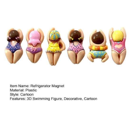 Schwimm-Athlet Magnet 6/11 Stück 3D Figur Kühlschrankmagnet Cartoon Bikini Frauen Küche Dekoration