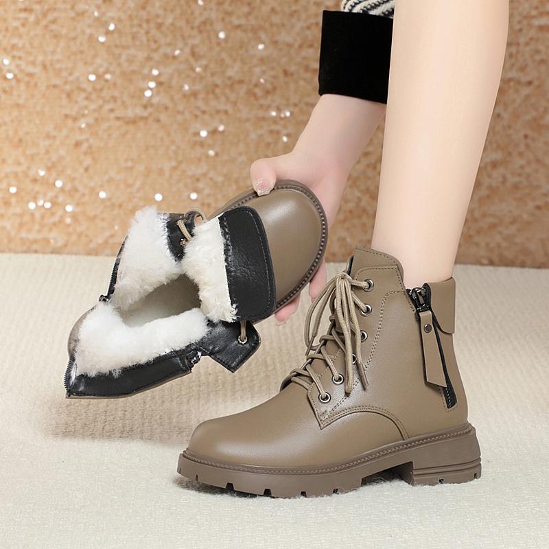 Fashion AIYUQI Women Ankle Boots Genuine Leather 2025 New Wool Warm Women Winter Boots Fashion British Sstyle Women Snow Boots