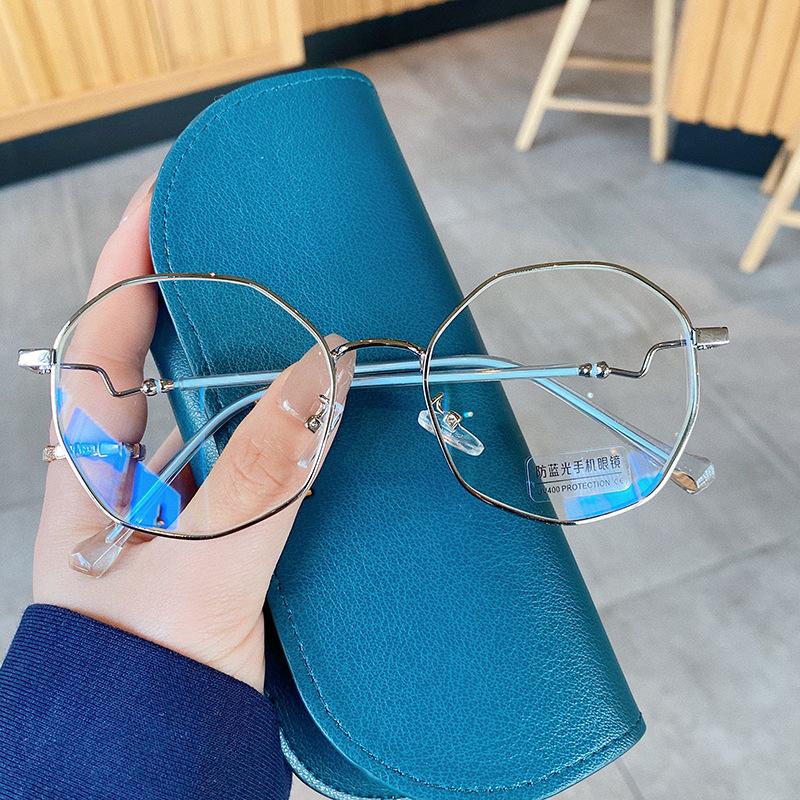 New Stylish Women'S Glasses Frame Polygon Shape Anti Blue Light Eyeglass Frames Creative Design Computer Glass