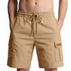 Men Drawstring Loose Fit Casual Straight Leg Cargo Shorts with Multiple Pockets for Daily Commute and Outdoor Activities
