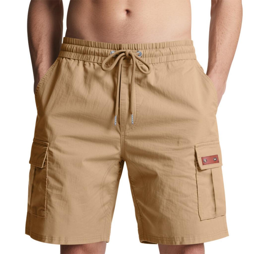 Men Drawstring Loose Fit Casual Straight Leg Cargo Shorts with Multiple Pockets for Daily Commute and Outdoor Activities