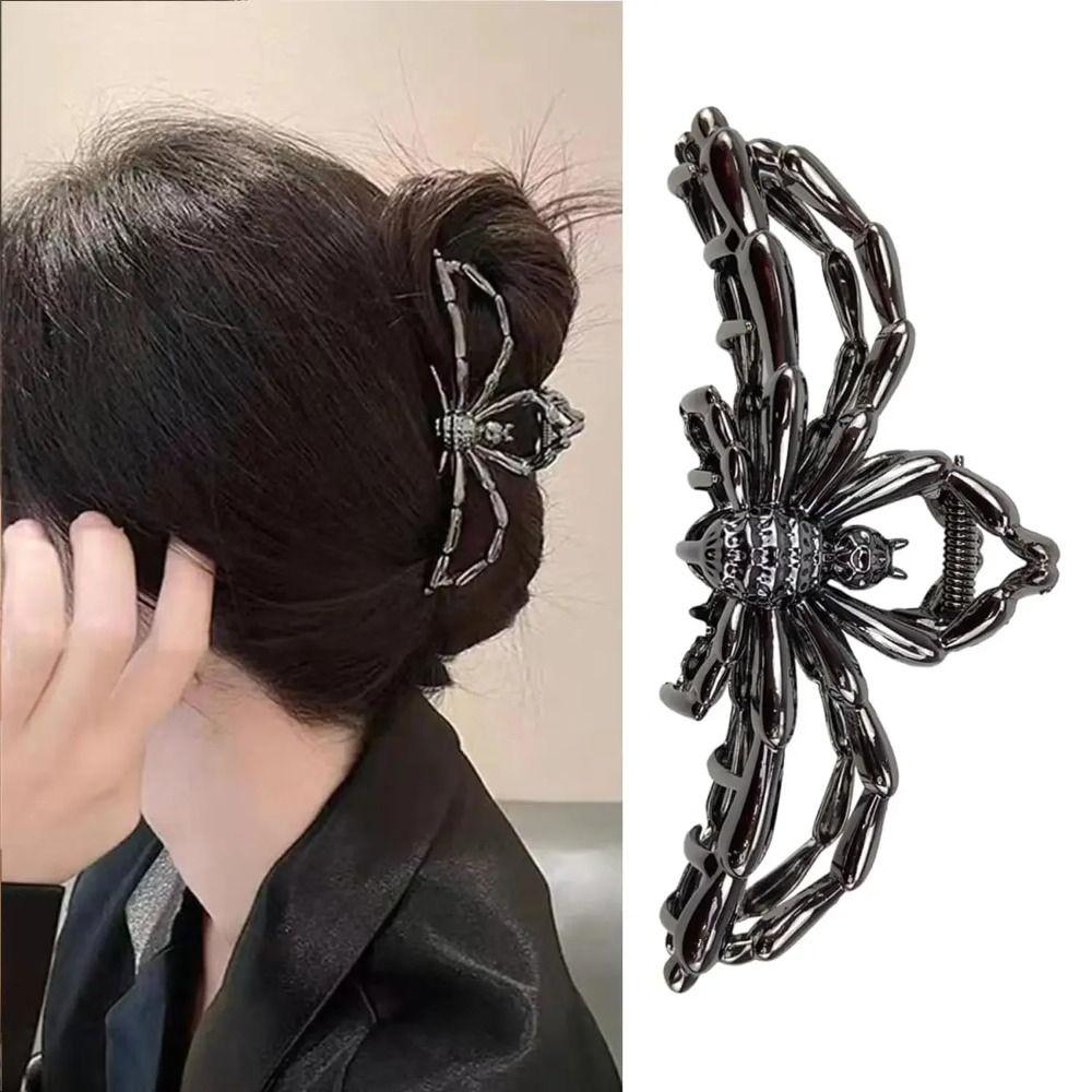 Silver Halloween Hair Claw Spider Barrette Headwear Metal Claw Clip  Girls