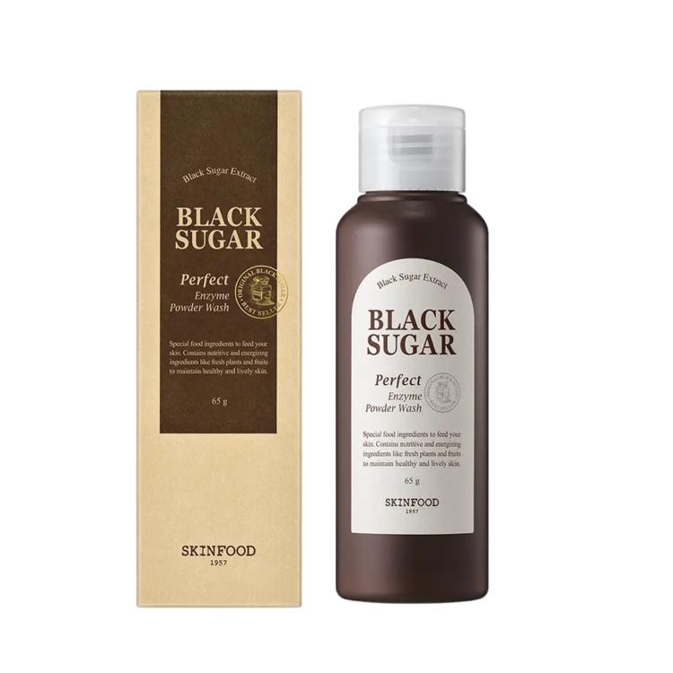 [Skin Food] Black Sugar Perfect Enzyme Powder Wash Gentle Exfoliating Cleanser – 65g