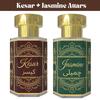 Combo Kesar Attar și Jasmine Attar – Uleiuri Parfumate Calde Picante & Floral Riche | Set Parfum Roll-On Unisex Fără Alcool | 2 x 6 ml