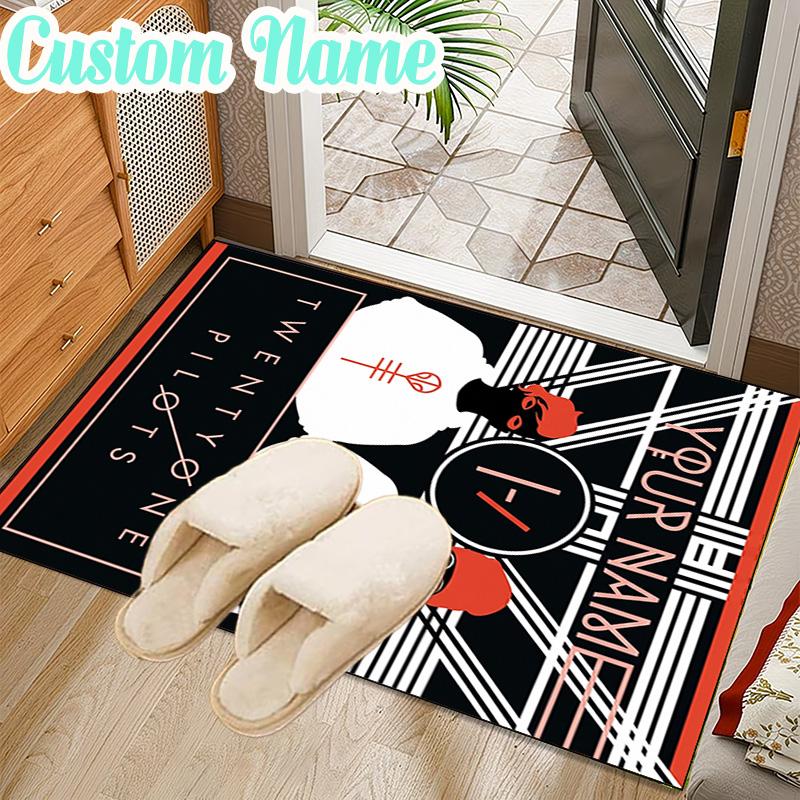 Custom Name Twenty One Pilots Music Evolution Rug Office Rug Chair Mat Non Slip Carpet Rugs for Bedrooms Dining Room Living Room Home Decor gifts
