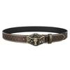 [Lamerry] Western Belt Buckle American Cowboy American Casual Studs Jeans Vintage Cow Men's Women's Brown 115cm