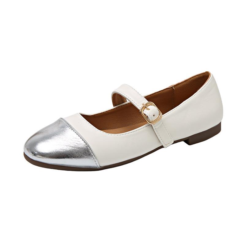 Mary Jane shoes women's color matching flat bottom 2025 summer new late evening wind small fragrant wind French single shoes light mouth small leather