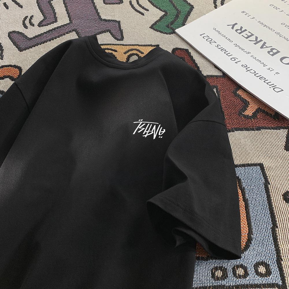 

Мужская серая футболка с круглым вырезом и коротким рукавом в японском стиле 2025 5XL