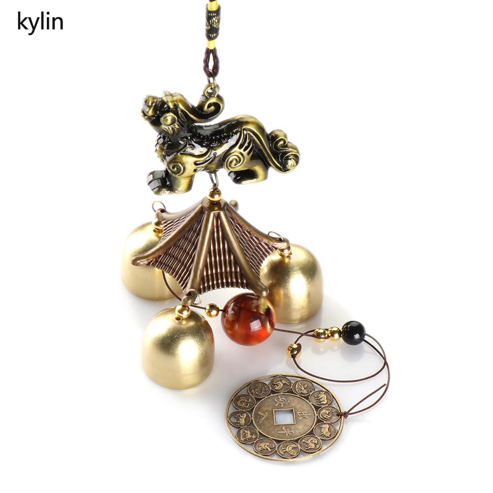 Window Peacock Kylin Tower Elephant Fishes Retro Metal Wind Chime Lucky Charms Hanging Ornament