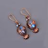 Labradorite Stone Artisan Dangle Drop Electroformed Hook Earrings Jewelry Copper V-112