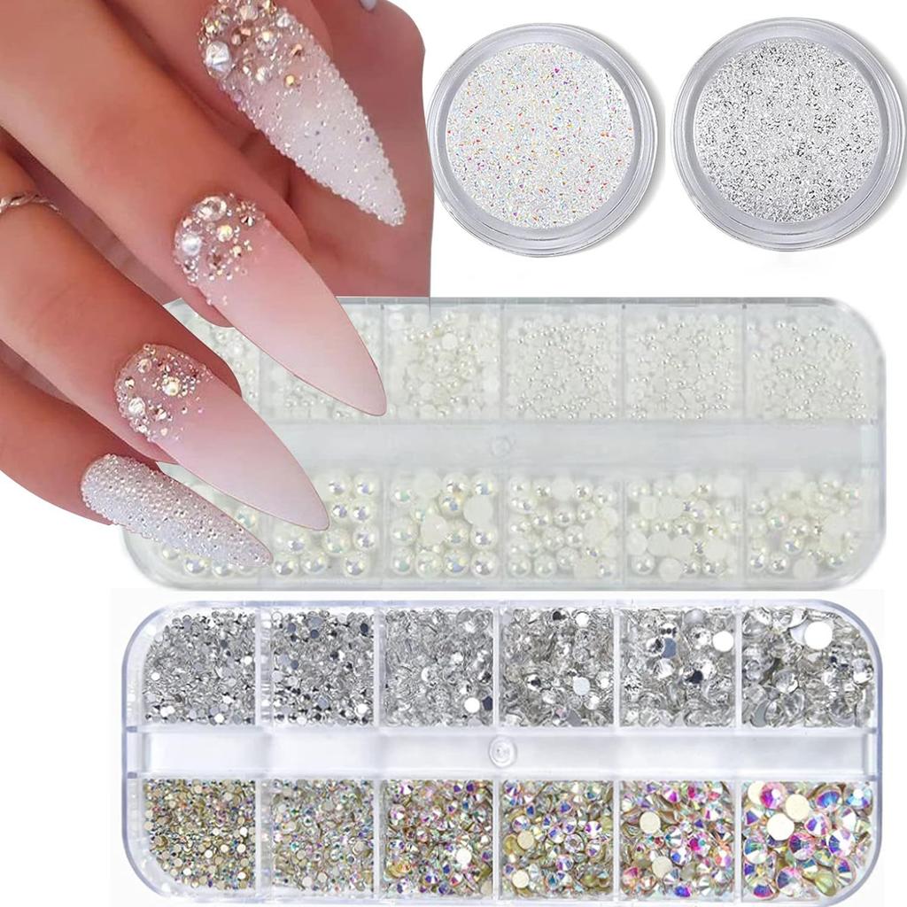 Nailart Schmuck Kleine Blume Aurora Schleife Perle Niete Kleine Accessoires Super Flash Kleiner Diamant 12 Gitter Gemischtes Nagelset