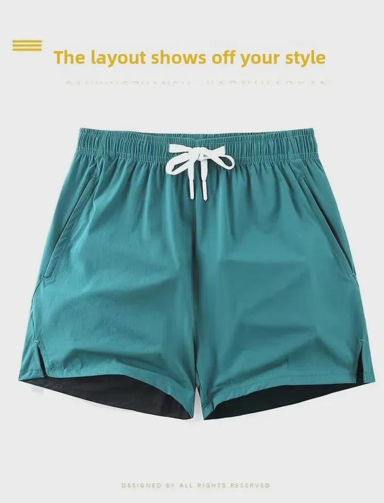 Men's Ice Silk Summer Shorts: Thin, Quick-Dry, Breathable, Casual Sports & Running Training Pants with Slits