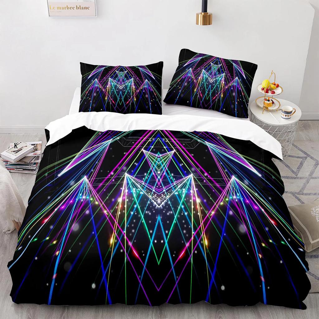 Geometry King Queen Duvet Cover Colorful Pattern Bedding Set For Kids Teens Boys Adult Abstract Art 2/3Pcs Polyester Quilt Cover
