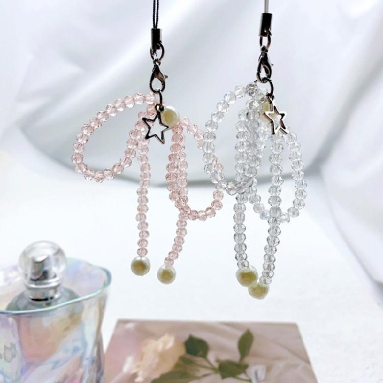 Crystal Beaded Butterfly Phone Lanyard Bowknot Star Charm Keychain Colorful Detachable Phone Chain Bag Purse Accessory