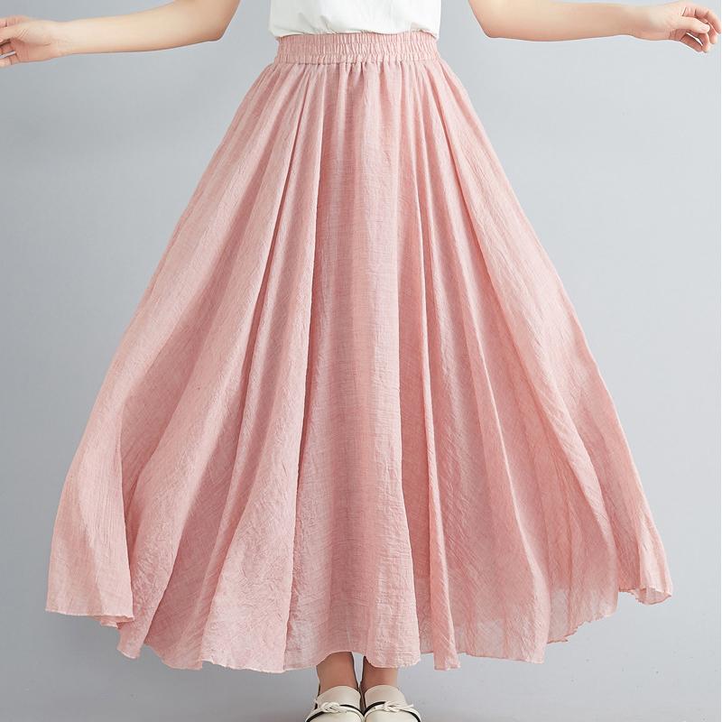 Forest Women's Artistic Cotton Linen Clothes Women Skirts Casual Elastic Waist A-line Skirt