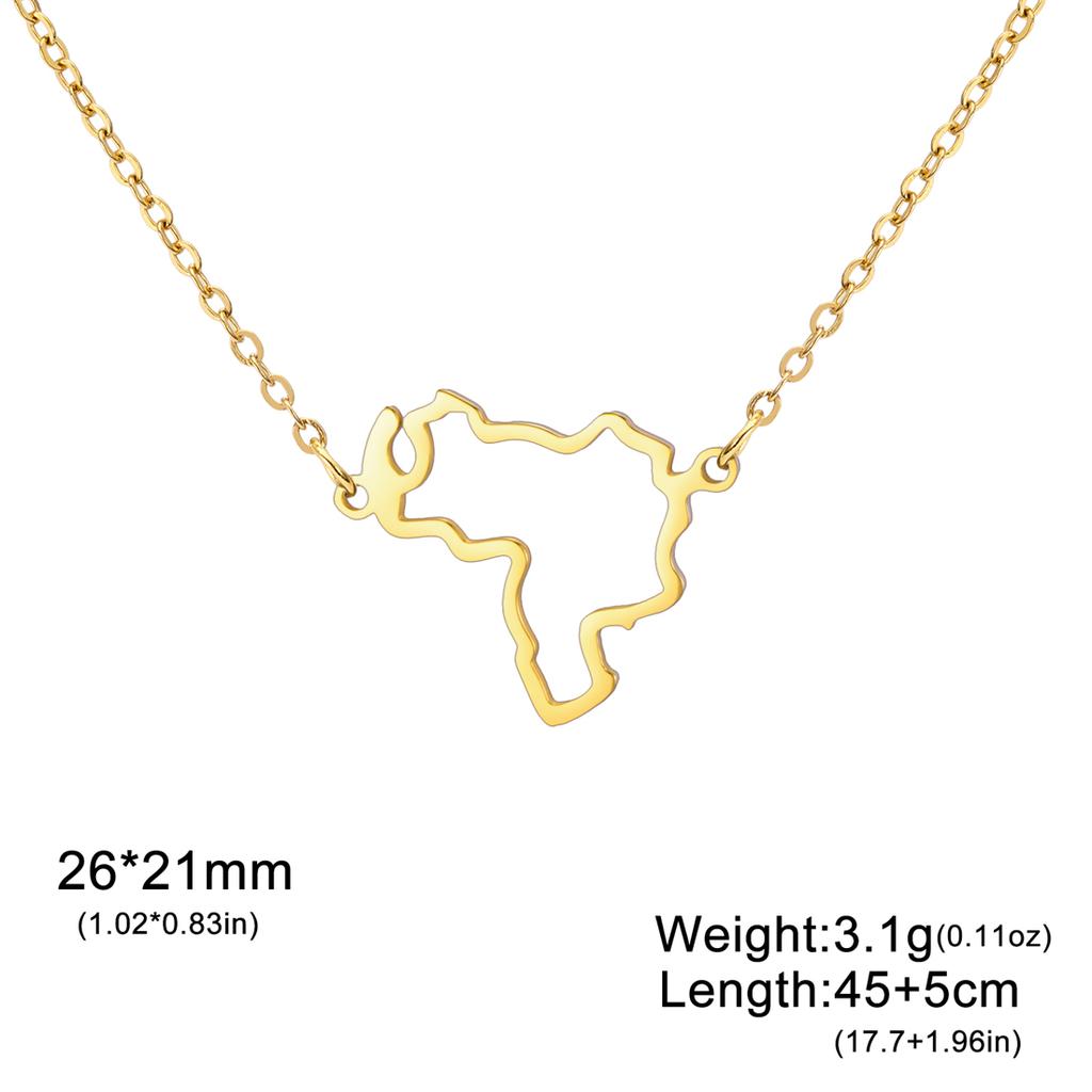 Hollow Venezuela Map Necklace for Women Men Stainless Steel Fashion Venezuelan Pendant Choker Patriotic Jewelry Gifts