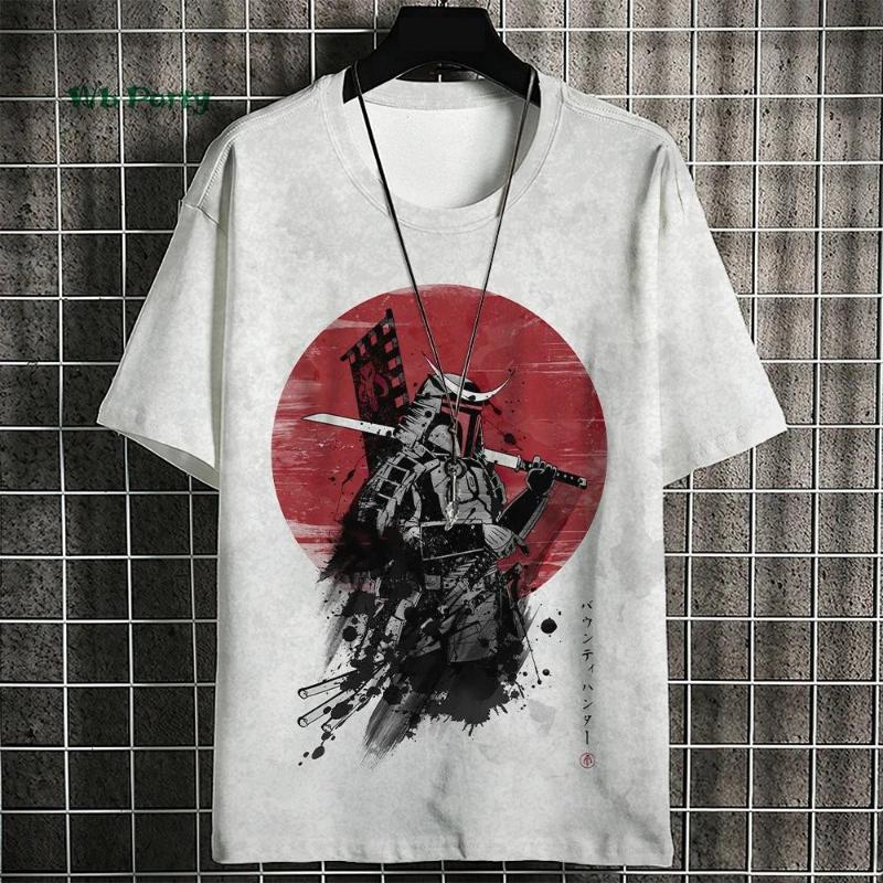 Japanese Samurai Pattern Men's T-Shirt 3D Print Short Sleeve T-Shirt Oversized Harajuku Top Summer Men's Casual Clothing
