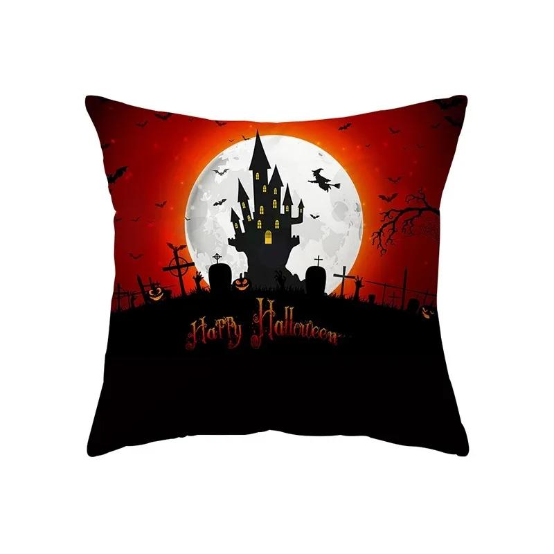 Halloween-themed Decorative Pillowcase, Cross Haunted House, Office, Living Room, Sofa, Car