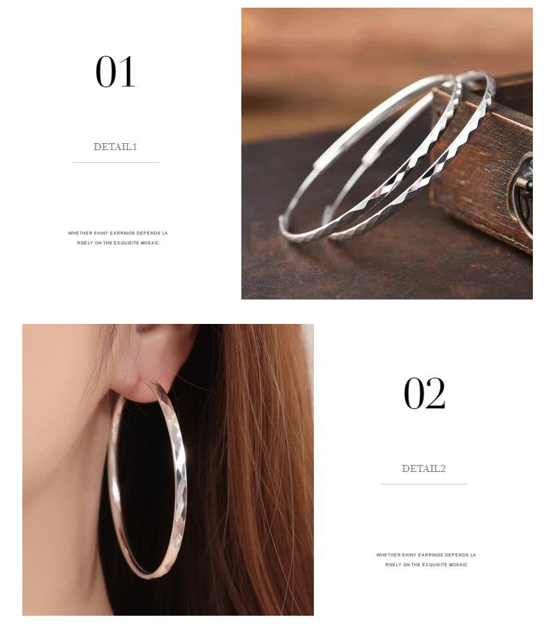 925 Silver Large Circle Hoop Earrings 3/4/5/6M For Women's Wedding Fine Fashion Jewelry Accessories Party Gifts