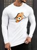 Trendy Zipper Bear Graphic T Shirts For Men Fashion Streetwear 3D Printed Long Sleeve Tshirts Loose Harajuku Hip Hop Tees Tops