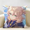 Albedo Genshin Game Cushion Cover Natural Linen Organic Fabric DoubleSided Printing Room Sofa Decor Pillow Case