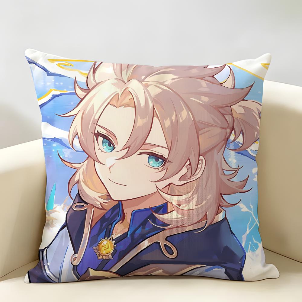 Albedo Genshin Game Cushion Cover Natural Linen Organic Fabric DoubleSided Printing Room Sofa Decor Pillow Case