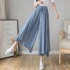 Damen Chiffon Weitbein Hose Koreanische Version Hose Damen Locker Schwarz High Waist Weitbein Hose