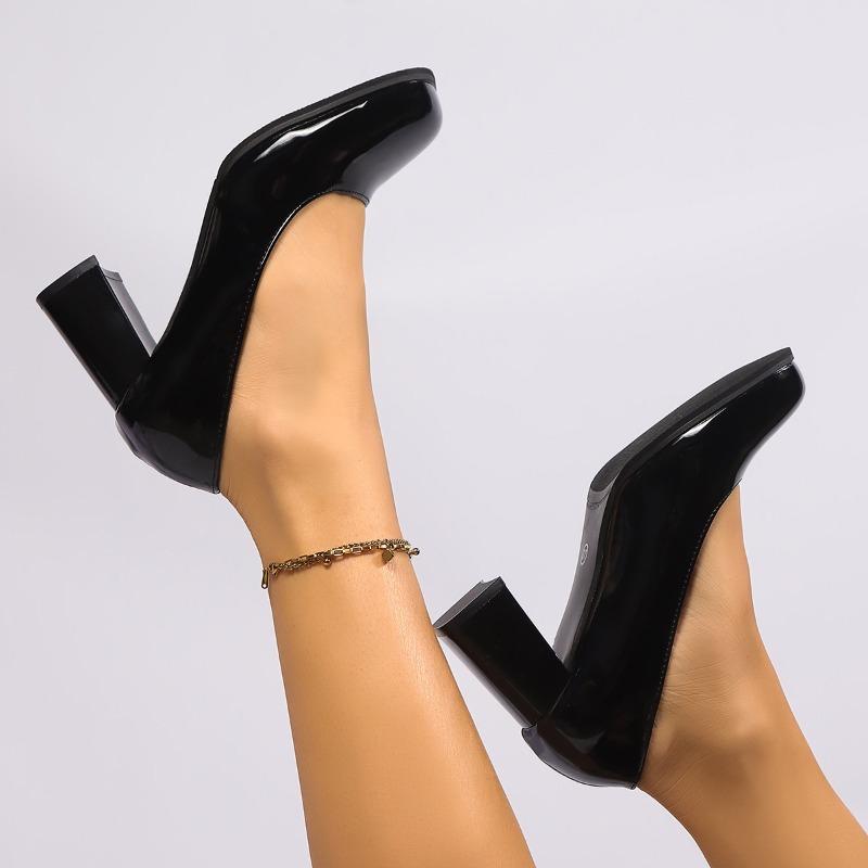 Fashionable, Simple and High-quality Leather Women Shoes 2025 High Heels Shoes Woman Shallow Mouth Square Toe Female Heels