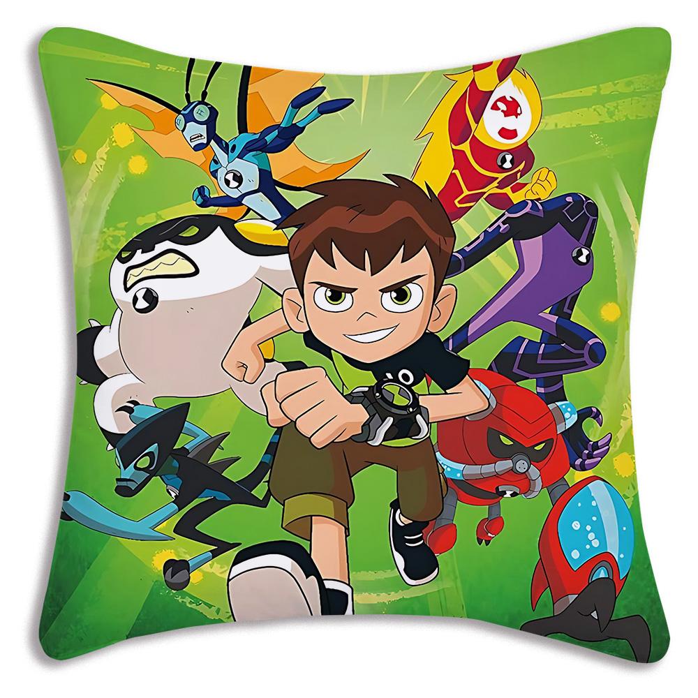 Anime B-Ben 10 Kissenbezüge Cartoon Sofa Dekoratives Zuhause Doppelseitiger Druck Kurzer Plüsch Niedlicher Kissenbezug