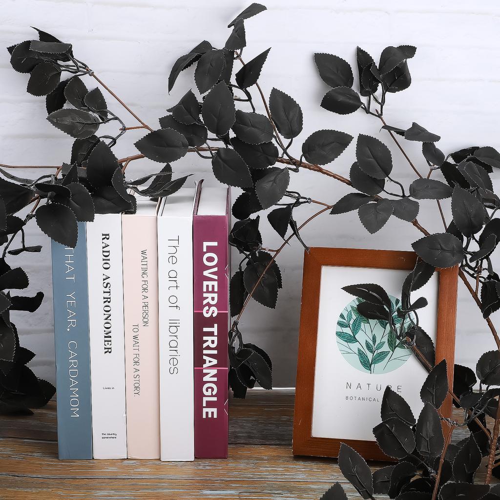 2 Pcs Artificial Black Eucalyptus Garlands Faux Hanging Eucalyptus Vine for Wedding Table Centerpiece Indoor Outdoor
