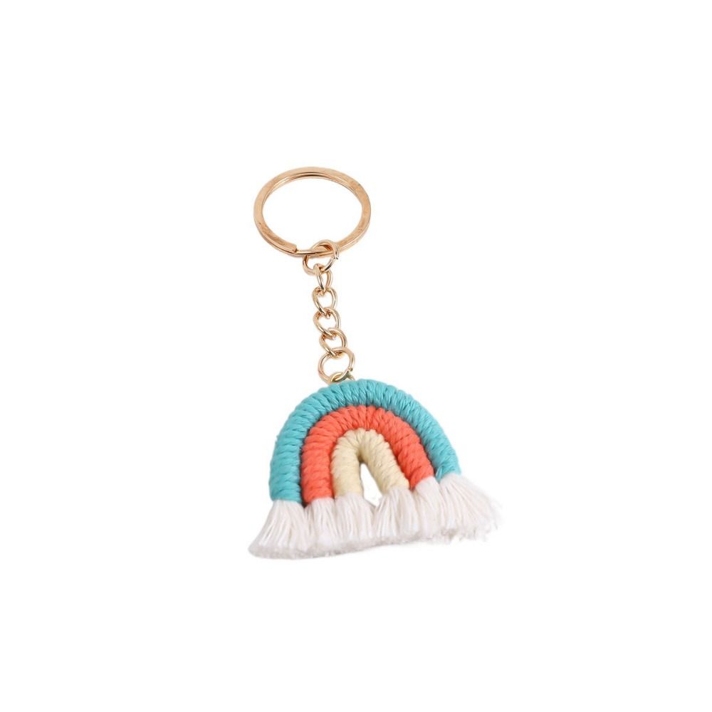 Pretty Three Color Rainbow Key Chain Fashion Knitted Rainbow Keychain  Girl