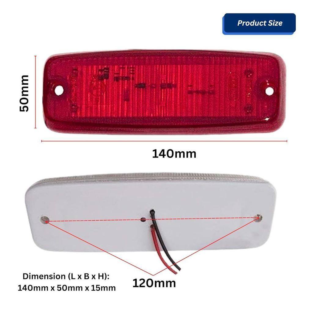 LED Side Marker Light Set 6 LEDs 12V Teardrop Marker Lamps (Red) | Universal for Trucks, Trailers, Lorries, Buses & Commercial Vehicles (Set of 2)