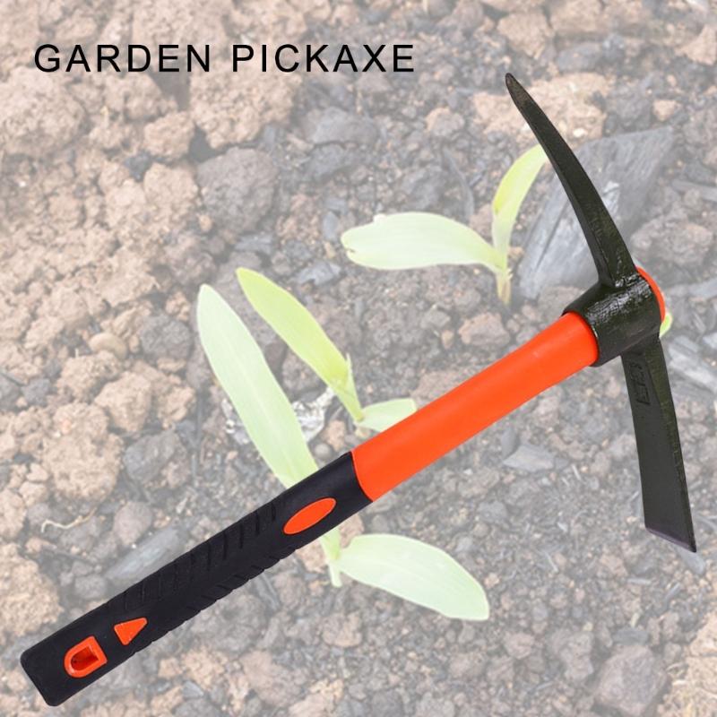 Garden Pick Mattock, Fiberglass Handle, for Soil Breaking Planting Camping Landscaping Home Excavation Trail Maintenance