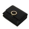 Used 11679 Trifold Wallet 288648 7942 RFID IC Chip Gold Compact Wallet Logo Clip Black Unisex from Japan AUTHENTIC