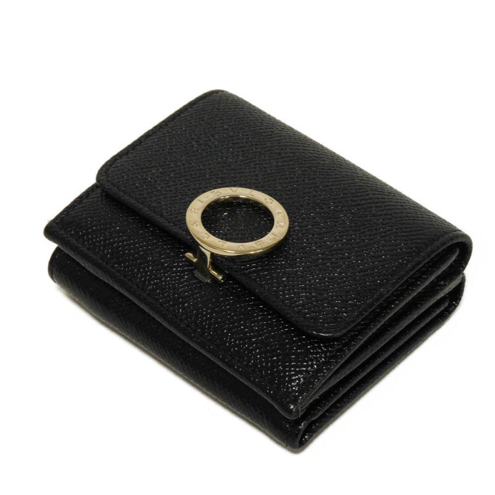 Used 11679 Trifold Wallet 288648 7942 RFID IC Chip Gold Compact Wallet Logo Clip Black Unisex from Japan AUTHENTIC