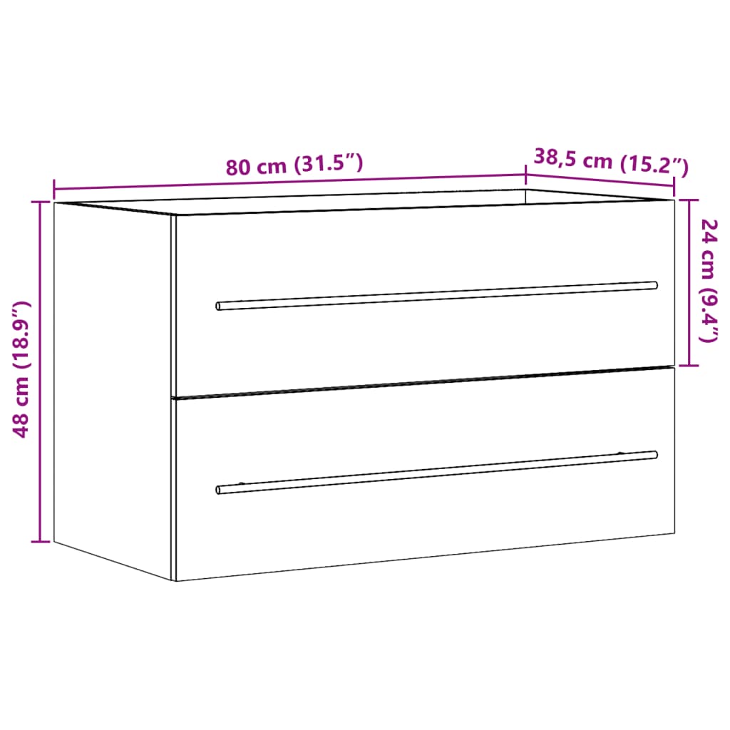 Washbasin Cabinet with Rustic Wood Look 80 X 38.5 X 48 Cm